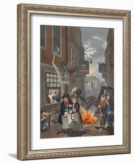 Times of Day, Night, Illustration from 'Hogarth Restored: the Whole Works of the Celebrated…-William Hogarth-Framed Giclee Print