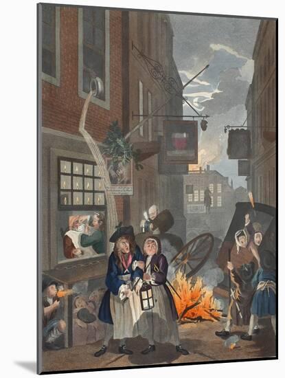 Times of Day, Night, Illustration from 'Hogarth Restored: the Whole Works of the Celebrated…-William Hogarth-Mounted Giclee Print