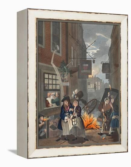 Times of Day, Night, Illustration from 'Hogarth Restored: the Whole Works of the Celebrated…-William Hogarth-Framed Premier Image Canvas