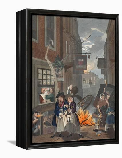 Times of Day, Night, Illustration from 'Hogarth Restored: the Whole Works of the Celebrated…-William Hogarth-Framed Premier Image Canvas