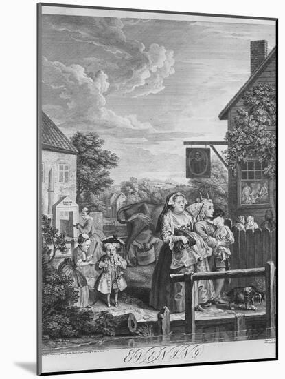 Times of the Day, Evening, 1738-William Hogarth-Mounted Giclee Print