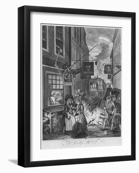 Times of the Day, Night, 1738-William Hogarth-Framed Giclee Print