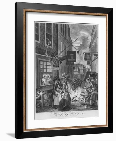 Times of the Day, Night, 1738-William Hogarth-Framed Giclee Print