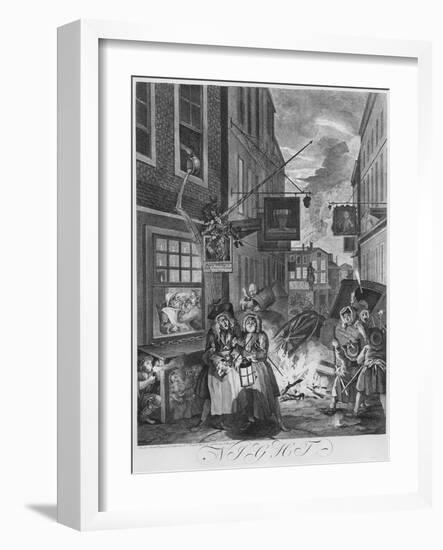 Times of the Day, Night, 1738-William Hogarth-Framed Giclee Print