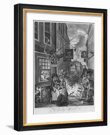 Times of the Day, Night, 1738-William Hogarth-Framed Giclee Print