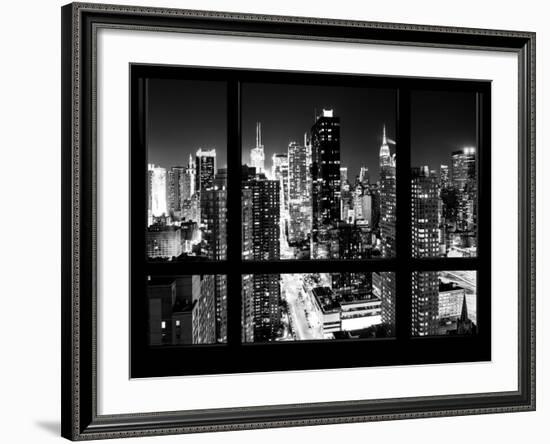 Times Square and 42nd Street with the Empire State Building by Night - Manhattan, New York-Philippe Hugonnard-Framed Photographic Print