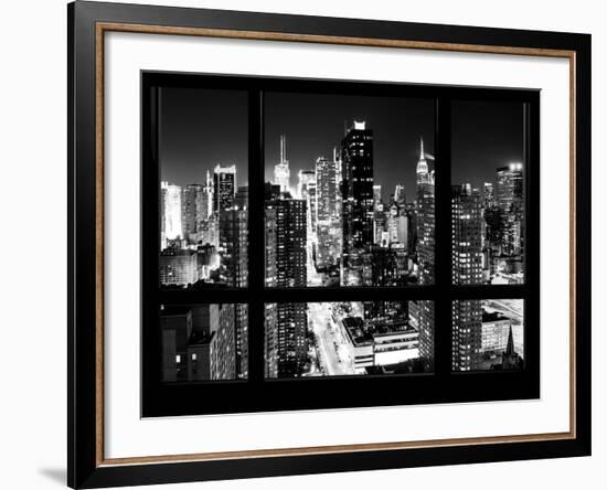 Times Square and 42nd Street with the Empire State Building by Night - Manhattan, New York-Philippe Hugonnard-Framed Photographic Print