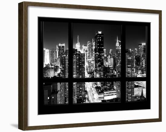 Times Square and 42nd Street with the Empire State Building by Night - Manhattan, New York-Philippe Hugonnard-Framed Photographic Print