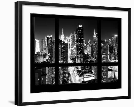 Times Square and 42nd Street with the Empire State Building by Night - Manhattan, New York-Philippe Hugonnard-Framed Photographic Print