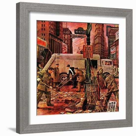 "Times Square Cleanup," January 4, 1947-Stevan Dohanos-Framed Giclee Print