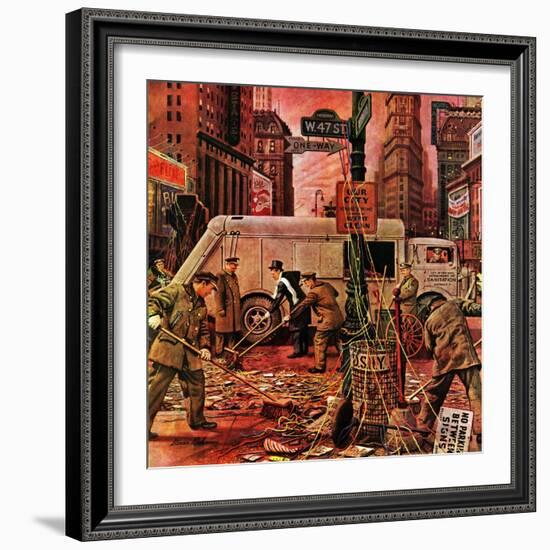 "Times Square Cleanup," January 4, 1947-Stevan Dohanos-Framed Giclee Print