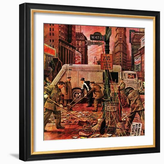 "Times Square Cleanup," January 4, 1947-Stevan Dohanos-Framed Giclee Print