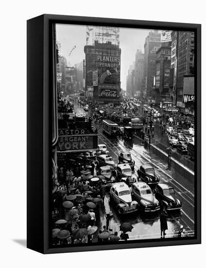 Times Square During a President Franklin D. Roosevelt Speech Transmission, New York, 1941-null-Framed Premier Image Canvas
