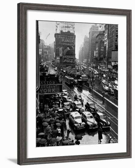 Times Square During a President Franklin D. Roosevelt Speech Transmission, New York, 1941-null-Framed Photographic Print