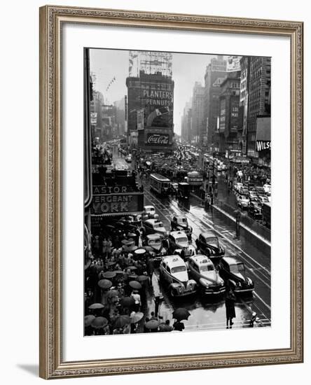 Times Square During a President Franklin D. Roosevelt Speech Transmission, New York, 1941-null-Framed Photographic Print