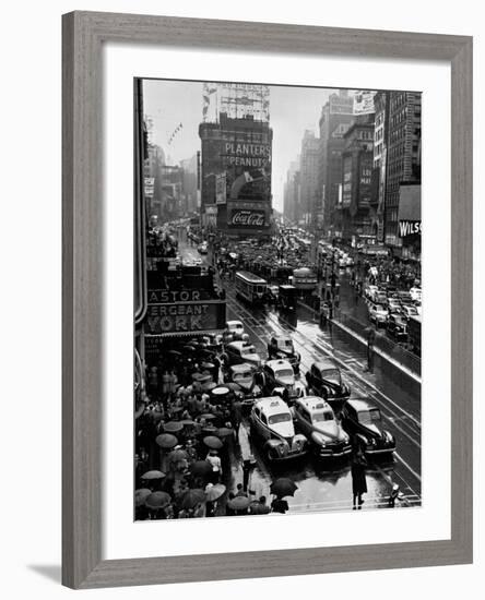 Times Square During a President Franklin D. Roosevelt Speech Transmission, New York, 1941-null-Framed Photographic Print