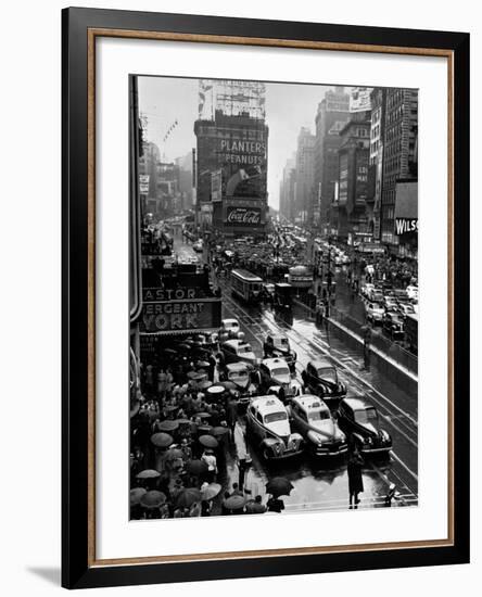 Times Square During a President Franklin D. Roosevelt Speech Transmission, New York, 1941-null-Framed Photographic Print