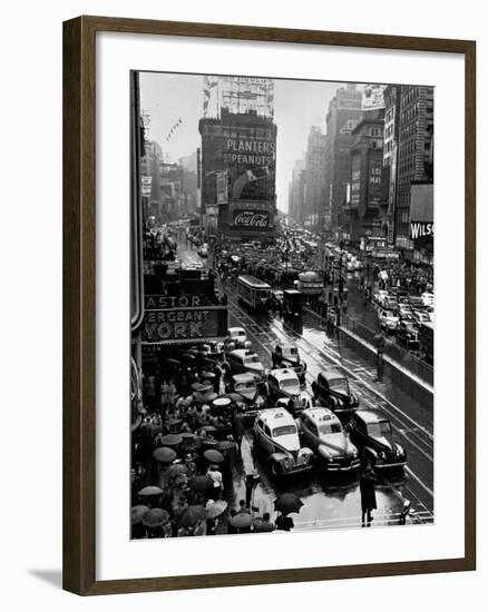 Times Square During a President Franklin D. Roosevelt Speech Transmission, New York, 1941-null-Framed Photographic Print