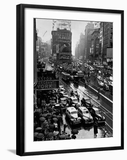 Times Square During a President Franklin D. Roosevelt Speech Transmission, New York, 1941-null-Framed Photographic Print