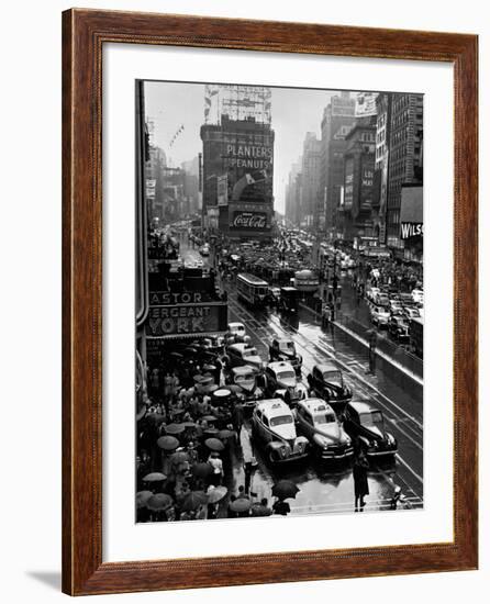 Times Square During a President Franklin D. Roosevelt Speech Transmission, New York, 1941-null-Framed Photographic Print