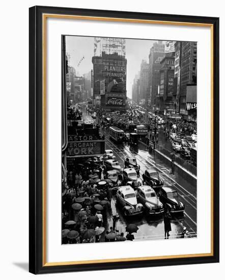 Times Square During a President Franklin D. Roosevelt Speech Transmission, New York, 1941-null-Framed Photographic Print