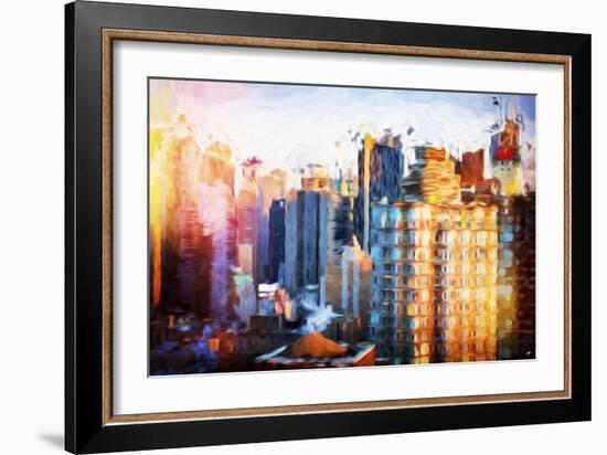 Times Square Life - In the Style of Oil Painting-Philippe Hugonnard-Framed Giclee Print