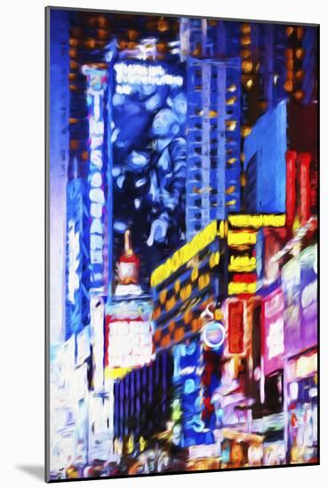 Times Square Night - In the Style of Oil Painting-Philippe Hugonnard-Mounted Giclee Print