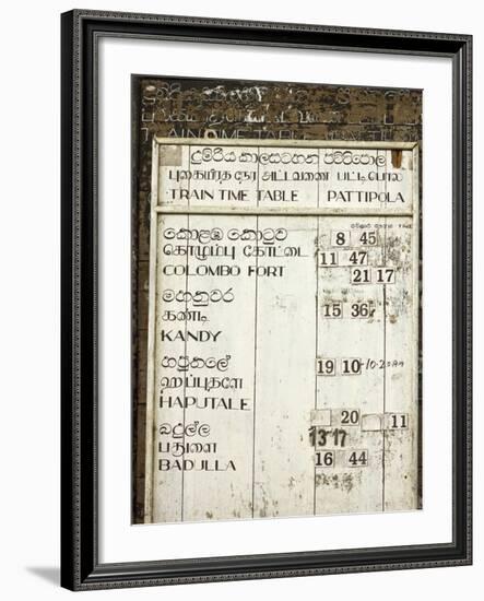 Timetable for the Colombo to Badulla Train at Pattipola, Highest Railway Station in Sri Lanka, 1892-Rob Francis-Framed Photographic Print