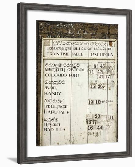 Timetable for the Colombo to Badulla Train at Pattipola, Highest Railway Station in Sri Lanka, 1892-Rob Francis-Framed Photographic Print