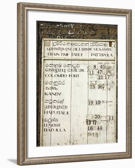 Timetable for the Colombo to Badulla Train at Pattipola, Highest Railway Station in Sri Lanka, 1892-Rob Francis-Framed Photographic Print
