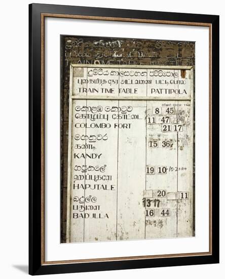 Timetable for the Colombo to Badulla Train at Pattipola, Highest Railway Station in Sri Lanka, 1892-Rob Francis-Framed Photographic Print