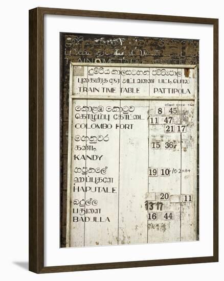 Timetable for the Colombo to Badulla Train at Pattipola, Highest Railway Station in Sri Lanka, 1892-Rob Francis-Framed Photographic Print