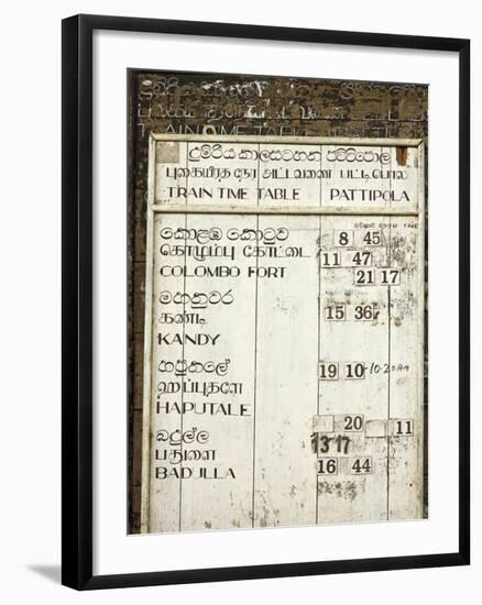 Timetable for the Colombo to Badulla Train at Pattipola, Highest Railway Station in Sri Lanka, 1892-Rob Francis-Framed Photographic Print