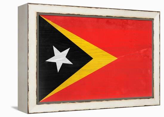 Timor-Leste Flag Design with Wood Patterning - Flags of the World Series-Philippe Hugonnard-Framed Stretched Canvas