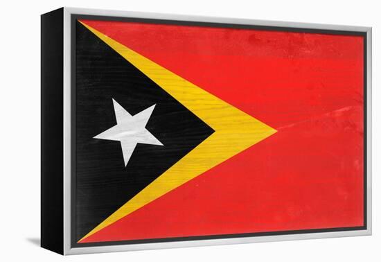 Timor-Leste Flag Design with Wood Patterning - Flags of the World Series-Philippe Hugonnard-Framed Stretched Canvas