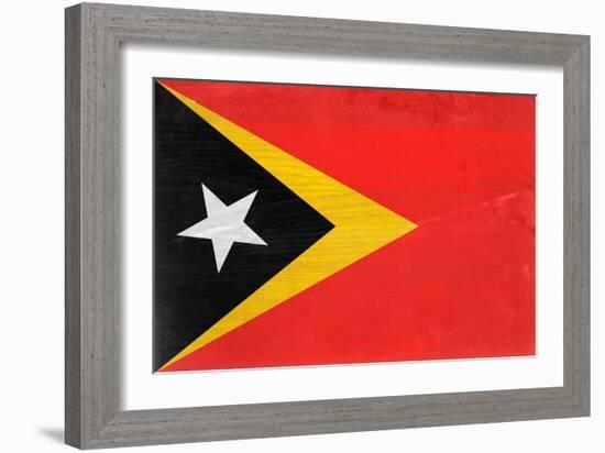 Timor-Leste Flag Design with Wood Patterning - Flags of the World Series-Philippe Hugonnard-Framed Art Print