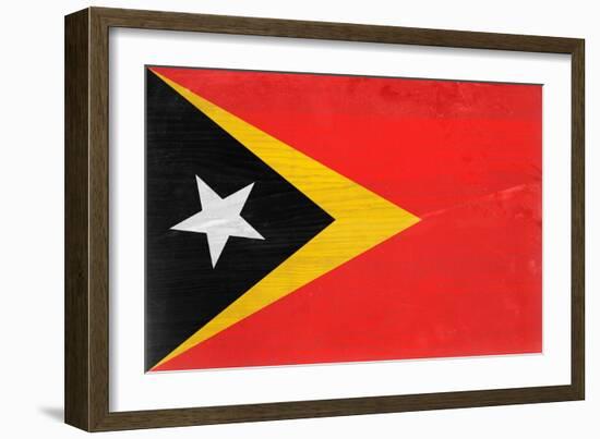 Timor-Leste Flag Design with Wood Patterning - Flags of the World Series-Philippe Hugonnard-Framed Art Print