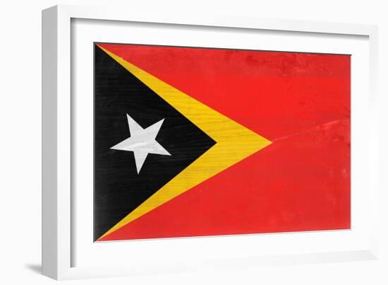 Timor-Leste Flag Design with Wood Patterning - Flags of the World Series-Philippe Hugonnard-Framed Art Print