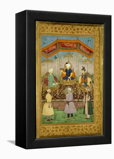 Timur Handing the Imperial Crown to Babur, India-Govardhan-Framed Premier Image Canvas