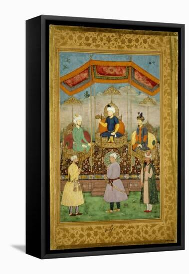 Timur Handing the Imperial Crown to Babur, India-Govardhan-Framed Premier Image Canvas