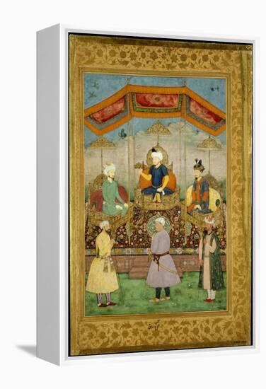 Timur Handing the Imperial Crown to Babur, India-Govardhan-Framed Premier Image Canvas