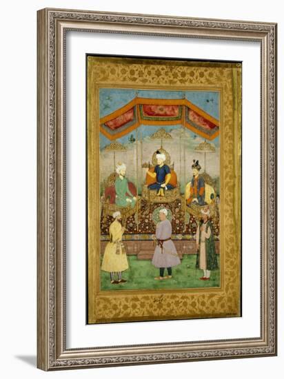 Timur Handing the Imperial Crown to Babur, India-Govardhan-Framed Giclee Print