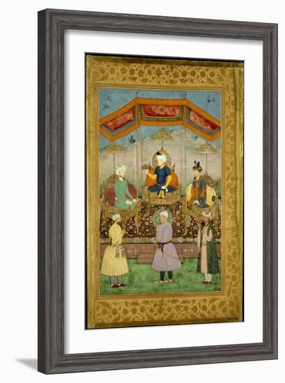 Timur Handing the Imperial Crown to Babur, India-Govardhan-Framed Giclee Print