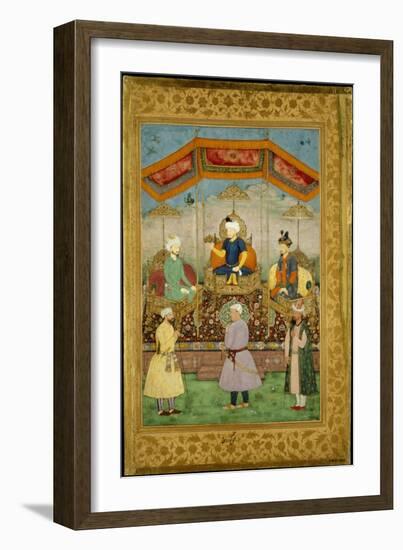 Timur Handing the Imperial Crown to Babur, India-Govardhan-Framed Giclee Print