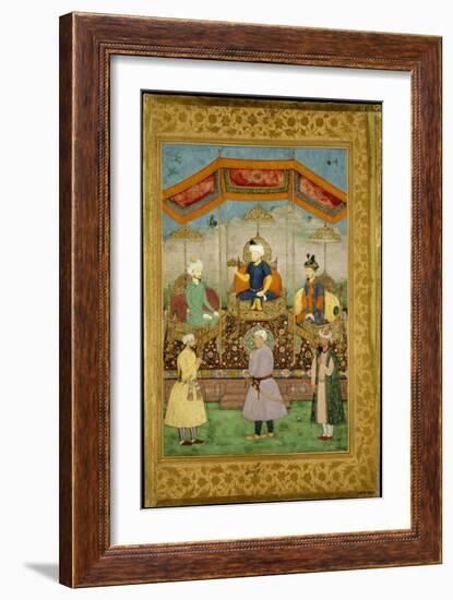 Timur Handing the Imperial Crown to Babur, India-Govardhan-Framed Giclee Print