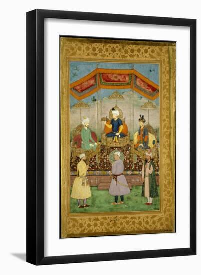 Timur Handing the Imperial Crown to Babur, India-Govardhan-Framed Giclee Print