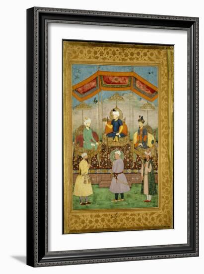 Timur Handing the Imperial Crown to Babur, India-Govardhan-Framed Giclee Print