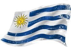 Flag of Uruguay in the Wind with a Texture-TINTIN75-Art Print