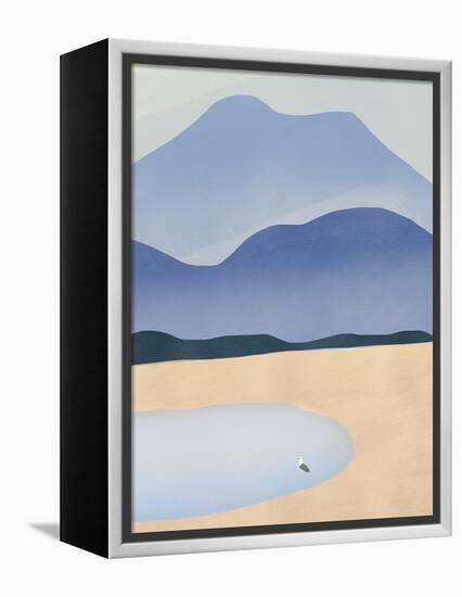 Tiny against Mountains-Little Dean-Framed Premier Image Canvas