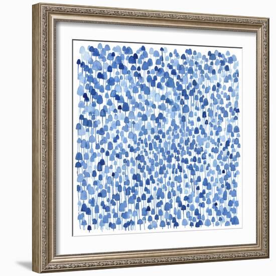 Tiny Blue Mushrooms-Kerstin Stock-Framed Art Print